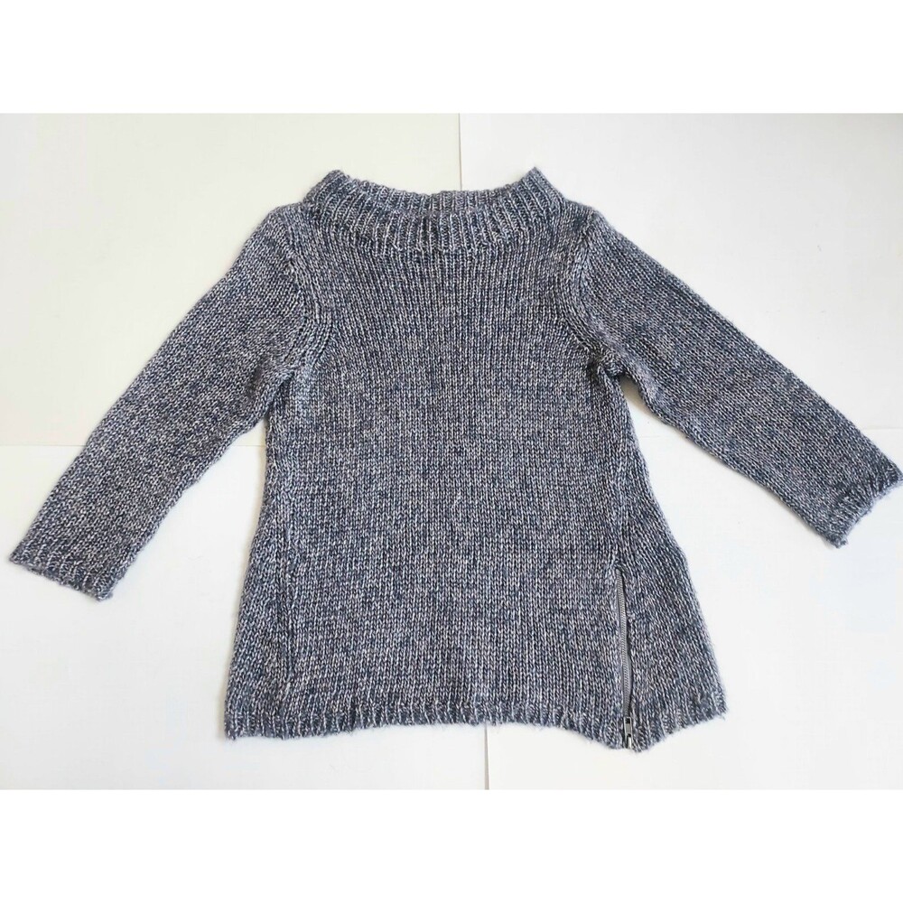 Ladies Moth Anthropologie Gray Metallic 3/4 Sleeve Mock Neck Sweater Size S